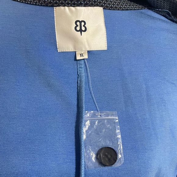 Navy Polka Dot Transcendent Ponte Stretch Blazer by Betabrand - Picture 2 of 5